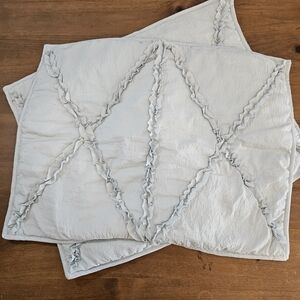 Pottery Barn Teen Pale Gray Quilted Standard Sham Ruffles Set of 2